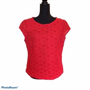 Boden Red Lace Blouse